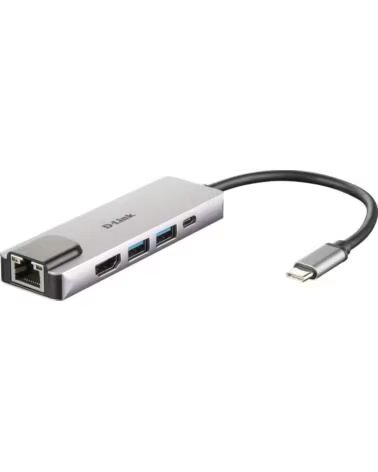 DLINK Docking USB Tipo-C D-Link DUB-M520- 2xUSB- 1xUSB Tipo-C- 1xHDMI 4K- 1xRJ45- 1xThunderbolt- Gris