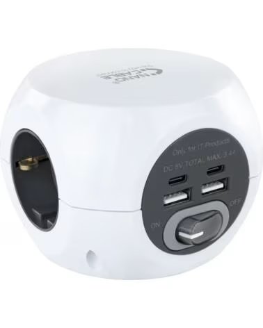 NANO CABLE Regleta base de enchufes nanocable 3tomas shucko 2 puertos usb 3 puertos usb c cable 1 4m