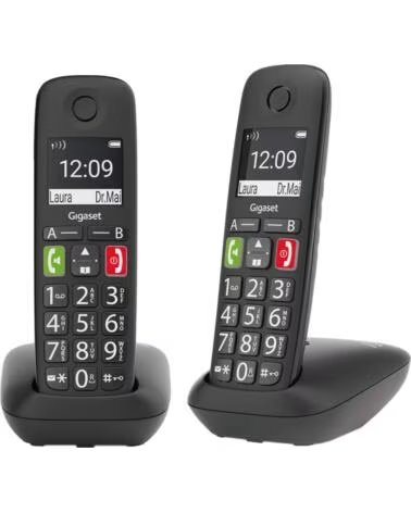 GIGASET Telefono Inalambrico E290- Pack DUO- Negro