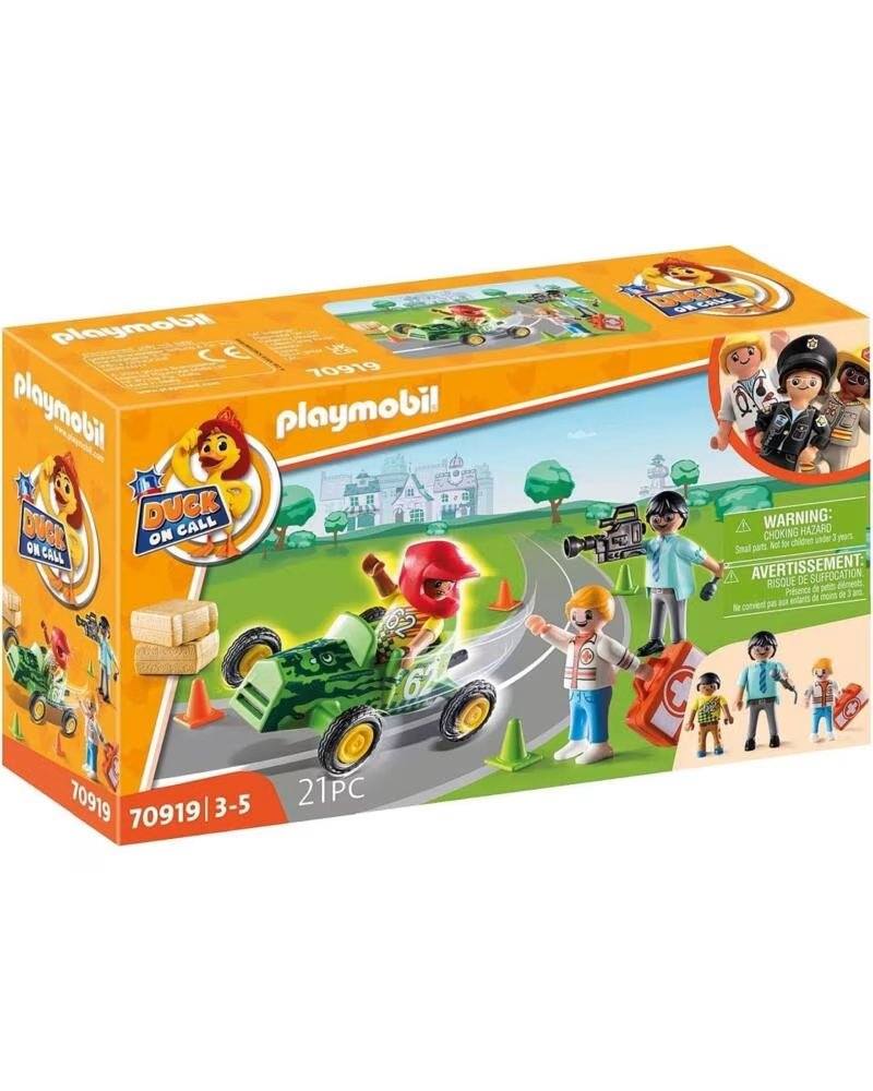 PLAYMOBIL duck on call accion ambulancia ayuda al piloto de carreras
