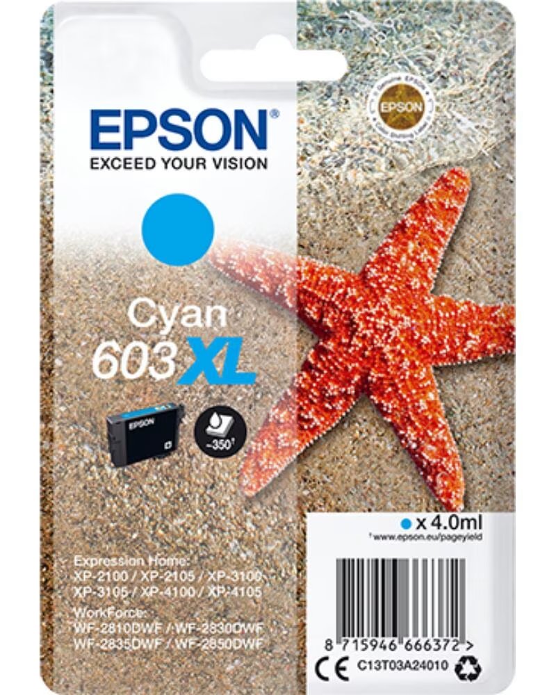 EPSON Cartucho tinta c13t03a24010 singlepack cian 603xl estrella de mar