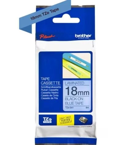 BROTHER Cinta laminada tze541 18mm x 8m azul - negro