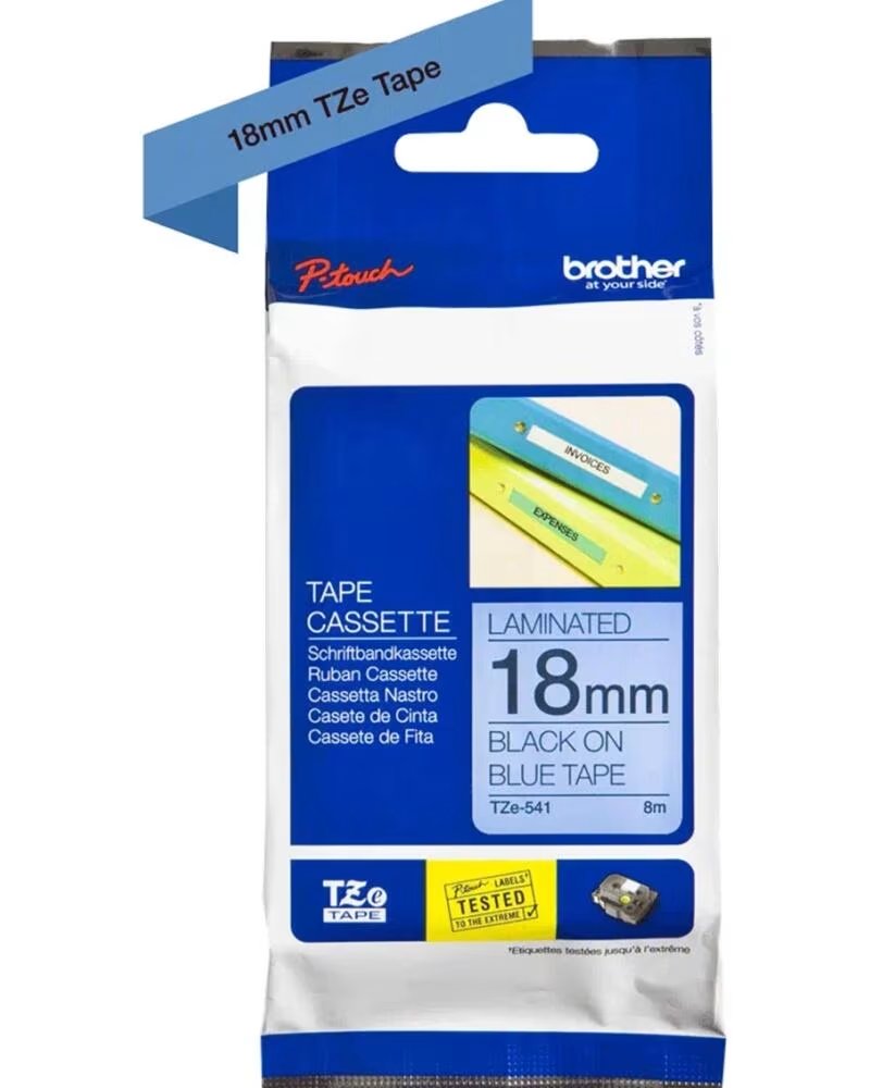 BROTHER Cinta laminada tze541 18mm x 8m azul - negro