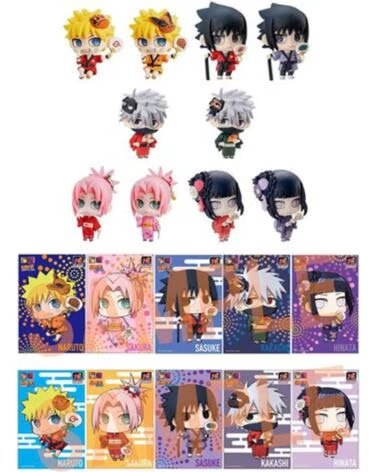 MEGAHOUSE Set figuras con postales naruto shippuden petit chara land 10th anniversary