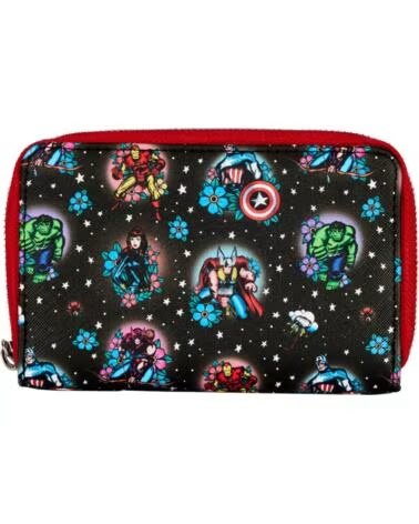 LOUNGEFLY Cartera monedero funko marvel avengers tattoo zip around wallet