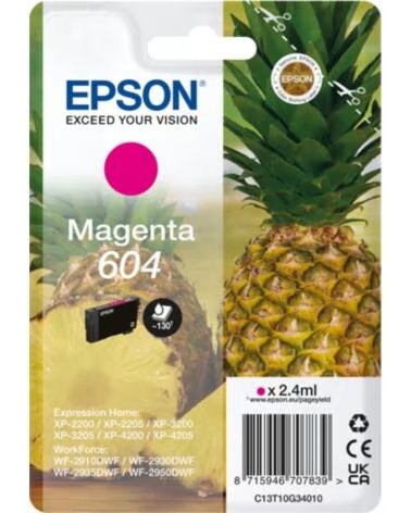EPSON Cartucho 604 magenta c13t10g34010 xp2200 wf - 2910 pina