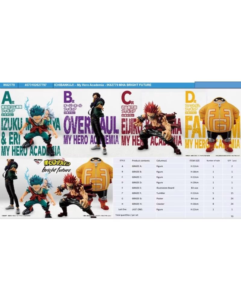 ICHIBAN KUJI my hero academia mha bright future lote 70 articulos