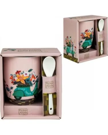 ENESCO Taza de ceramica con cuchara