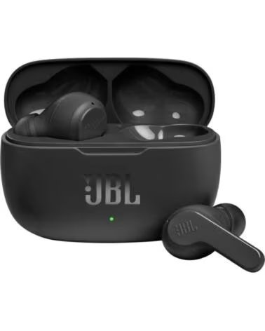 JBL Auriculares Bluetooth Wave 200TWS con estuche de carga- Autonomia 5h- Negros