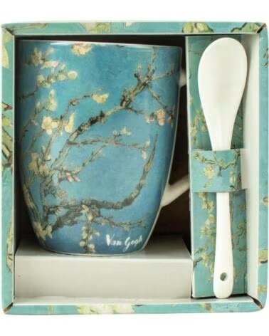 ENESCO Taza de ceramica con cuchara los almendros vincent van gogh