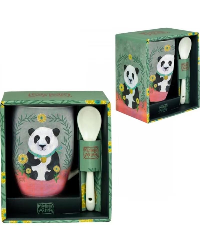 ENESCO Taza de ceramica con cuchara panda
