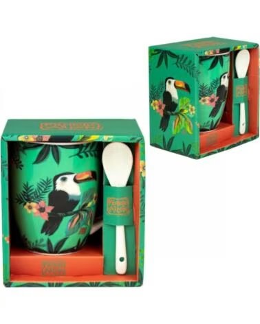 ENESCO Taza de ceramica con cuchara tucan