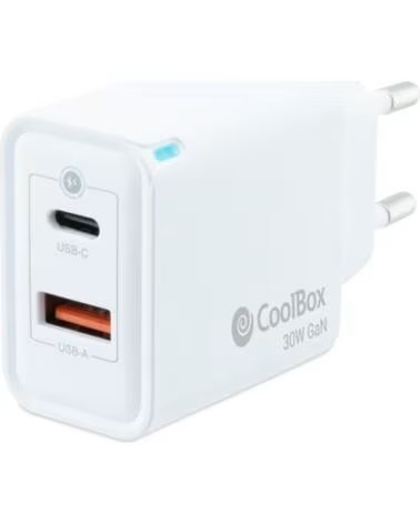 COOLBOX Cargador usb de pared 30w usb tipo a - usb tipo c