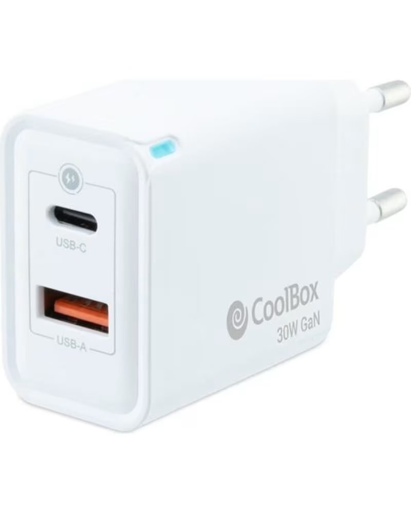 COOLBOX Cargador usb de pared 30w usb tipo a - usb tipo c