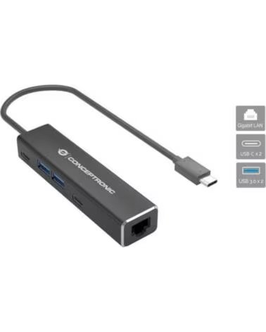 CONCEPTRONIC Adaptador usb tipo c a rj45 macho - hembra hub 4 en 1