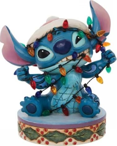 ENESCO Figura disney stitch envuelto en luces de navidad