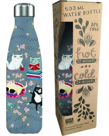 ENESCO Botella isotermica black crazy cats