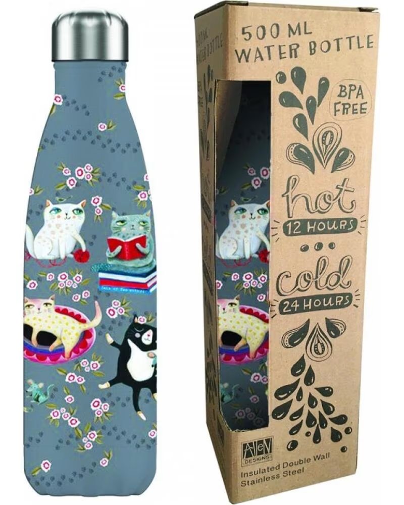 ENESCO Botella isotermica black crazy cats