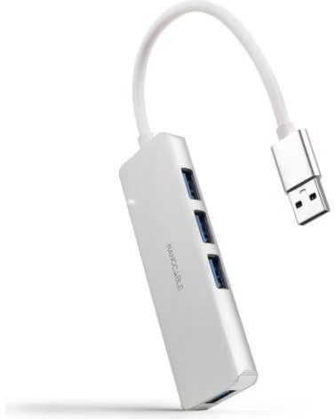 NANO CABLE HUB USB 30 PARA 4XUSB TIPO A MACHO ALUMÍNIO PRATA 18 CM