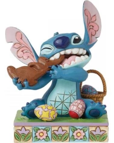 ENESCO FIGURINE DISNEY STITCH MANGEANT UN LAPIN EN CHOCOLAT AVEC DES ŒUFS