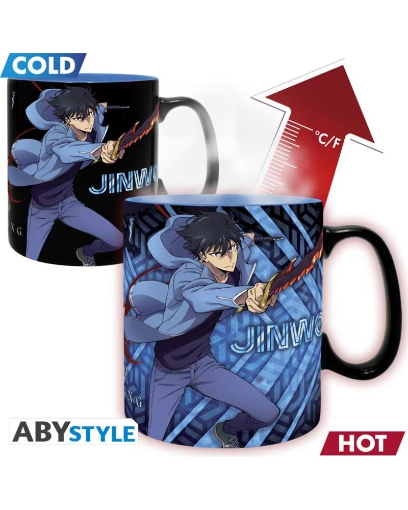 ABYSTYLE Taza termocolora solo leveling jinwoo e igris