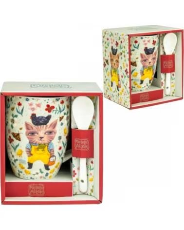 ENESCO TASSE MIT LÖFFEL LANDKATZE