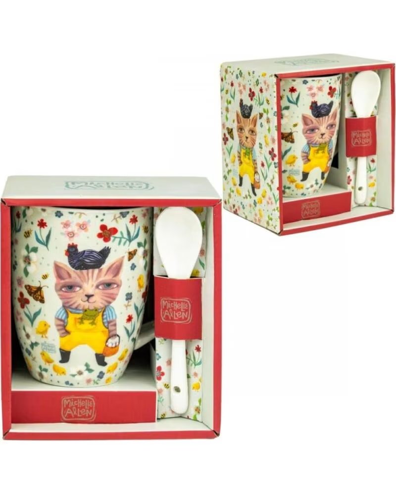 ENESCO Taza con cuchara el gato campestre