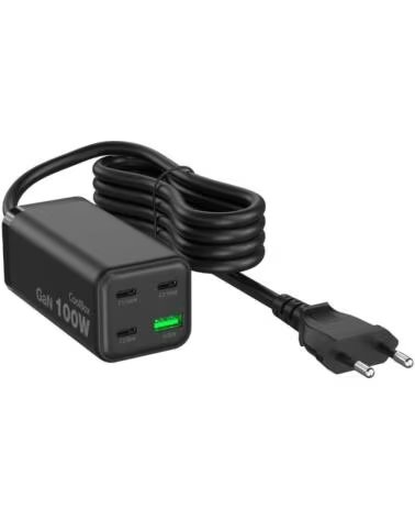 COOLBOX Estacion de carga usb 100w gan 3x usb tipo c - 1x usb tipo a negro cable 1 5m negro