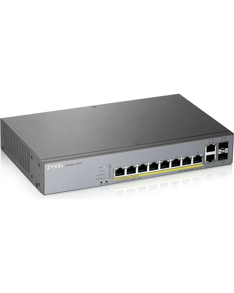 ZYXEL Switch 12 puertos gs1350 - 12hp 12x gigabit poe 130w gestionable enracable