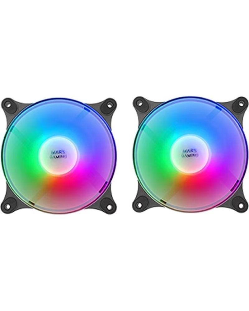 MARS GAMING Pack 2 Ventiladores MFDUO- 12cm- FRGB