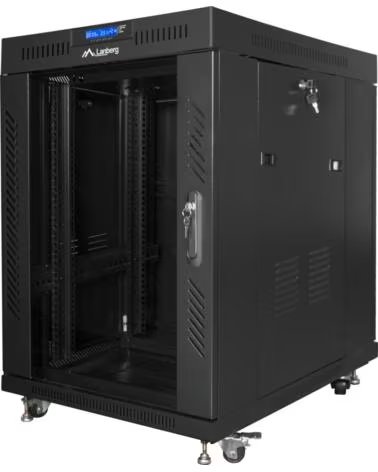 LANBERG Armario rack 19 pulgadas 15u 800x1000 lcd puerta cristal flat pack negro
