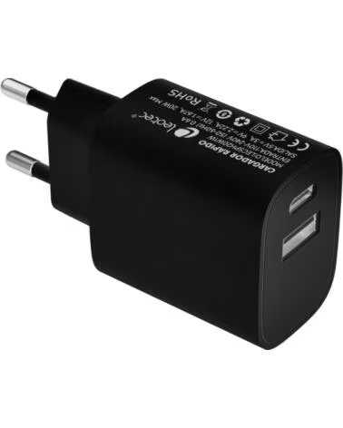 LEOTEC DIGITAL LIFESTYLE Cargador de pared leotec 20w carga rapida 1 usb tipo - c pd 1 usb - a negro