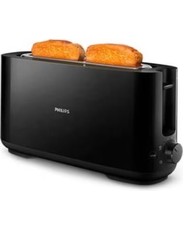 PHILIPS Tostadora daily collection hd2590 negro 1030w - 8 niveles - 2 ranuras largas - bandeja migas
