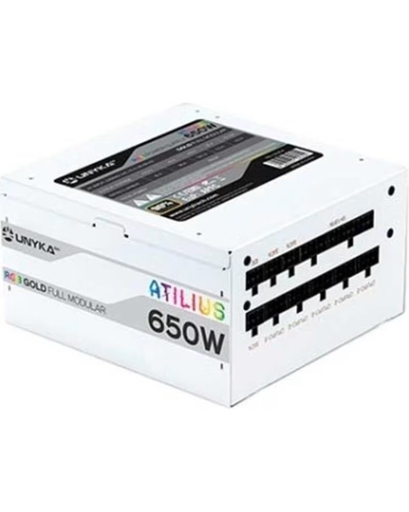 UNYKACH Fuente de alimentacion atilius white gaming atx 650w