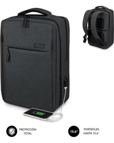 SUBBLIM Mochila Traveller Airpadding Backpack para Portatiles hasta 15 6- Puerto USB- Gris