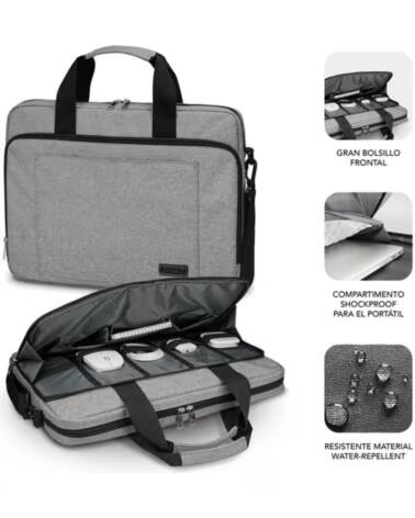 SUBBLIM Maletin Air Padding Laptop Bag para Portatiles hasta 15 6- Cinta para Trolley- Gris