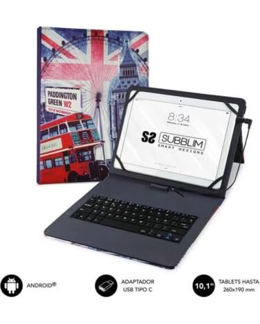 SUBBLIM Funda teclado keytab usb tipo c 10 1 pulgadas england