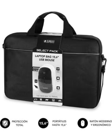 SUBBLIM Maletin Raton Select Pack para Portatiles hasta 15 6- Cinta para Trolley- Negro