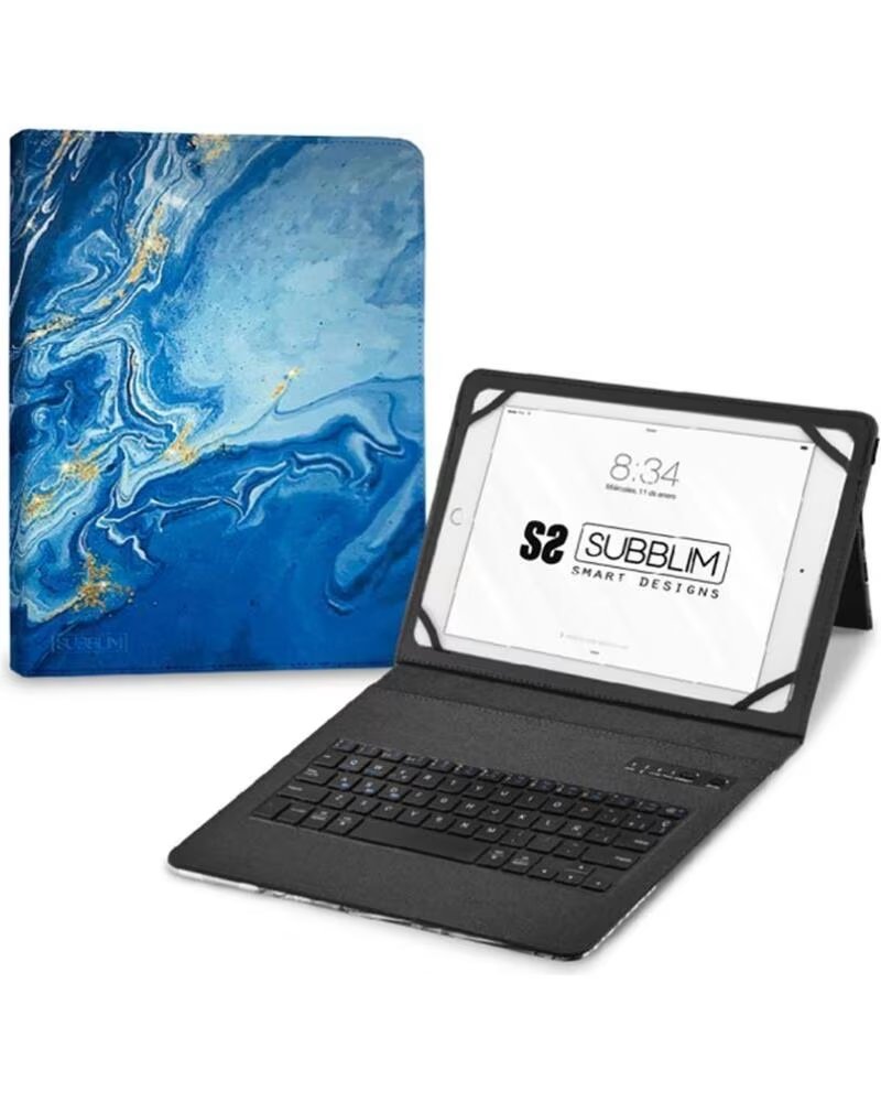 SUBBLIM Funda teclado para tablet 11 pulgadas trendy marmol azul
