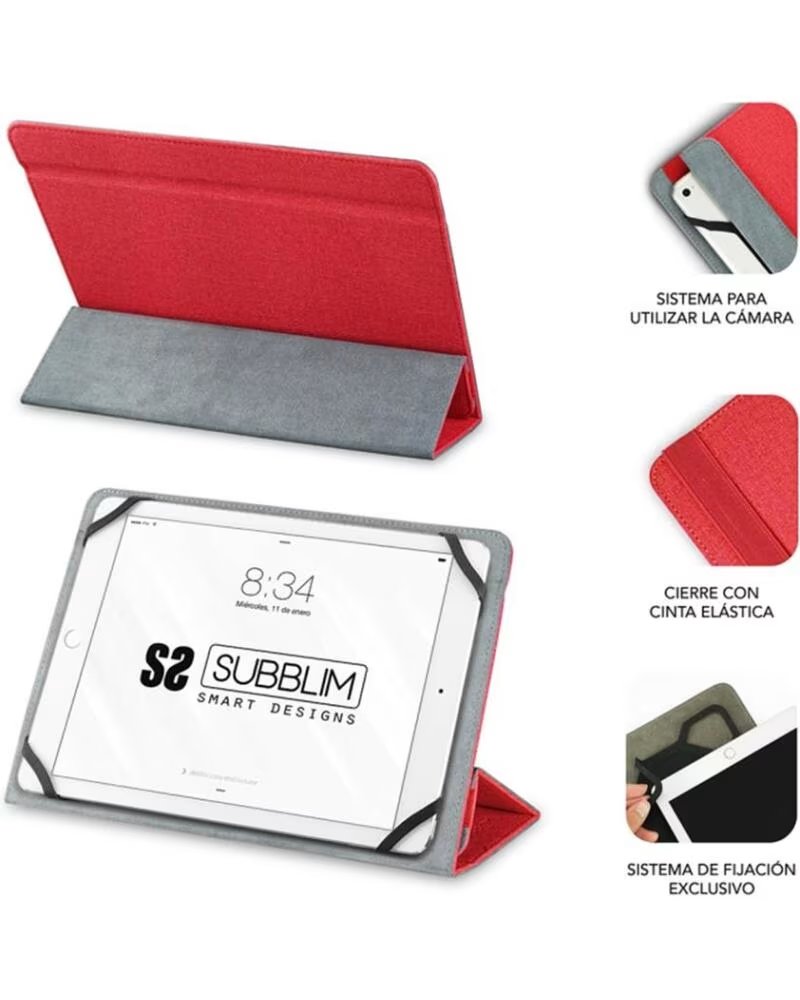 SUBBLIM Funda freecam case para tablet 10 1 pulgadas rojo