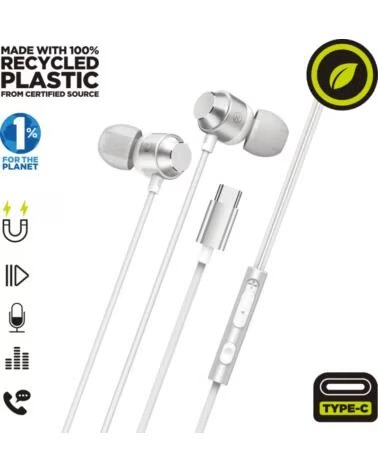 MUVIT Auriculares magneticos m32 usb tipo c blanco