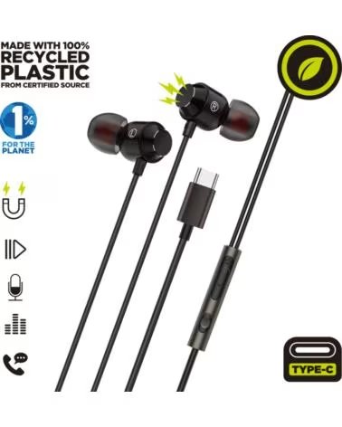 MUVIT Auriculares magneticos m32 usb tipo c negro