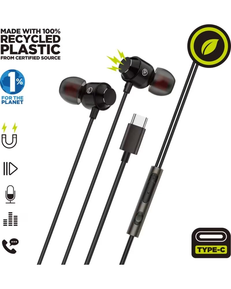 MUVIT Auriculares magneticos m32 usb tipo c negro