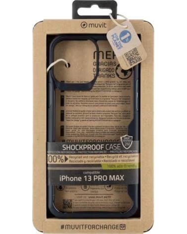 MUVIT Funda shockproof 2m para apple iphone 13 pro max transparente - negra