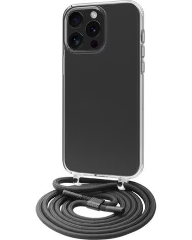 MUVIT Funda recycletek para apple iphone 15 pro transparente colgante negro
