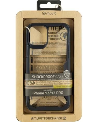 MUVIT Funda shockproof 2m para apple iphone 12 - 12 pro transparente - negra