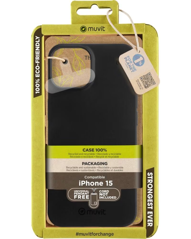 MUVIT Funda recycletek para apple iphone 15 negra