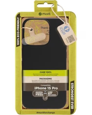 MUVIT Funda recycletek para apple iphone 15 pro negra