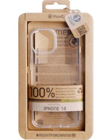 MUVIT Funda recycletek para apple iphone 14 transparente