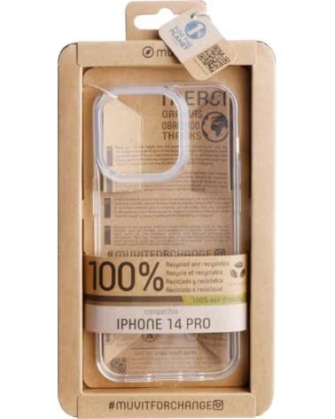 MUVIT Funda recycletek para apple iphone 14 pro transparente